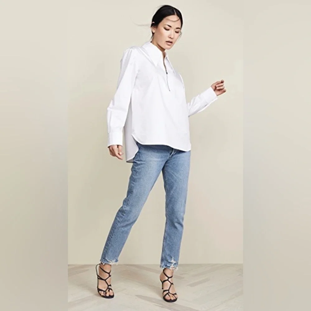 NEW Tibi Front Zip Tech Poplin Shirt (size M) - Picture 2 of 10